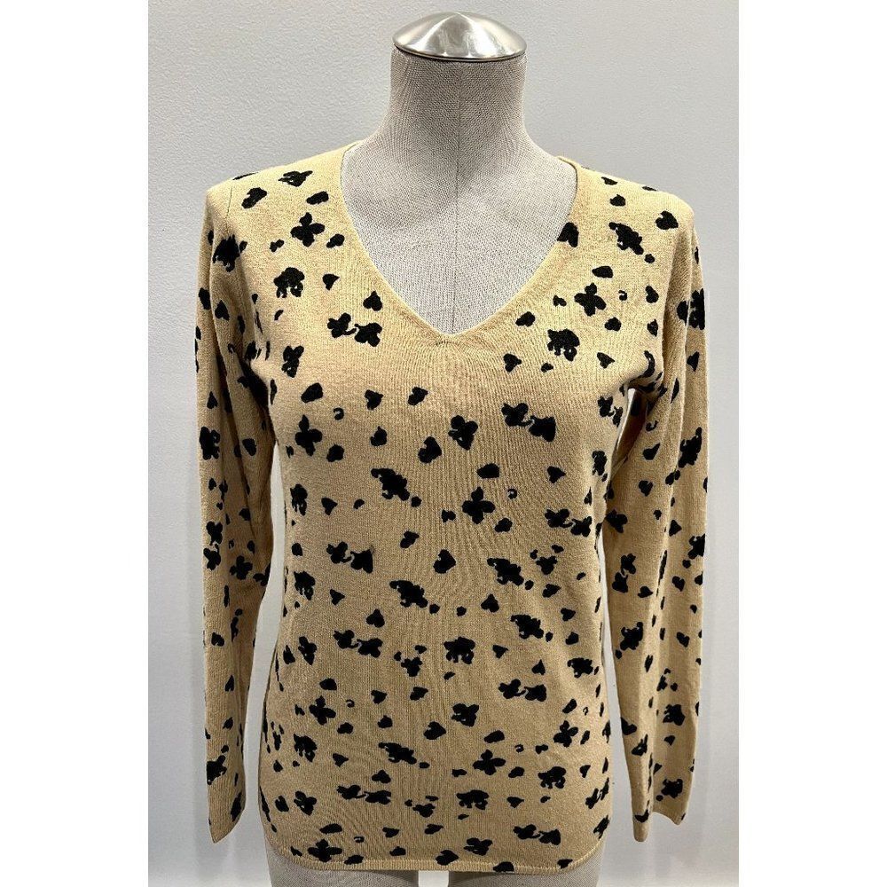 Azul by Moussy Knit Pullover Fitted Sweater in Tan Leopard Size M